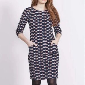 BODEN Christina Corduroy Novelty Animal Print Swan Dress Size US14